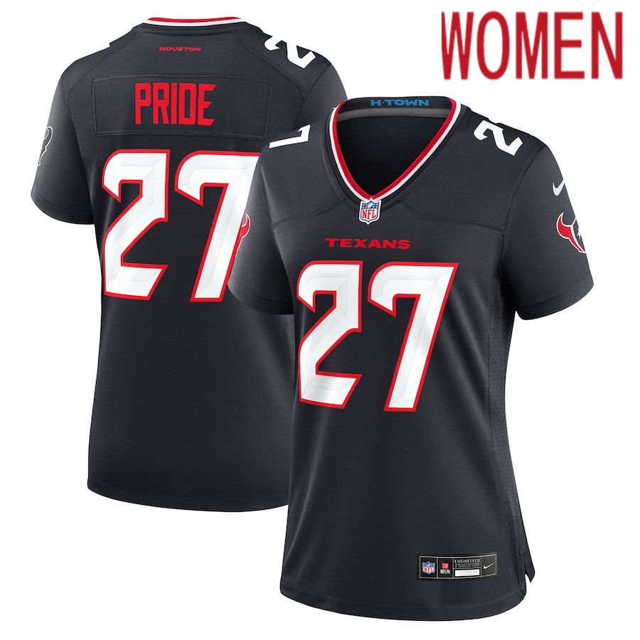 Women Houston Texans #27 Troy Pride Nike Navy Team Game NFL Jersey->women nfl jersey->Women Jersey